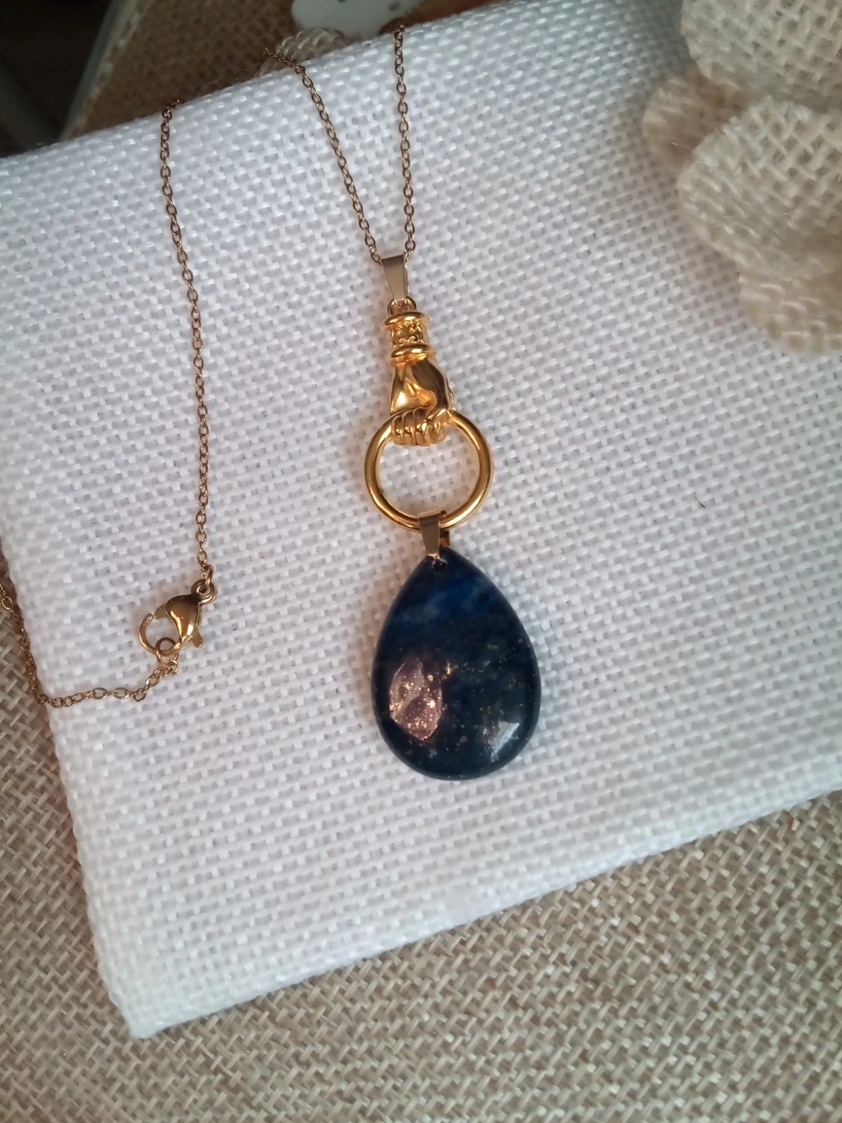 Collier main réversible pierre de lapiz lazuli – photo 4